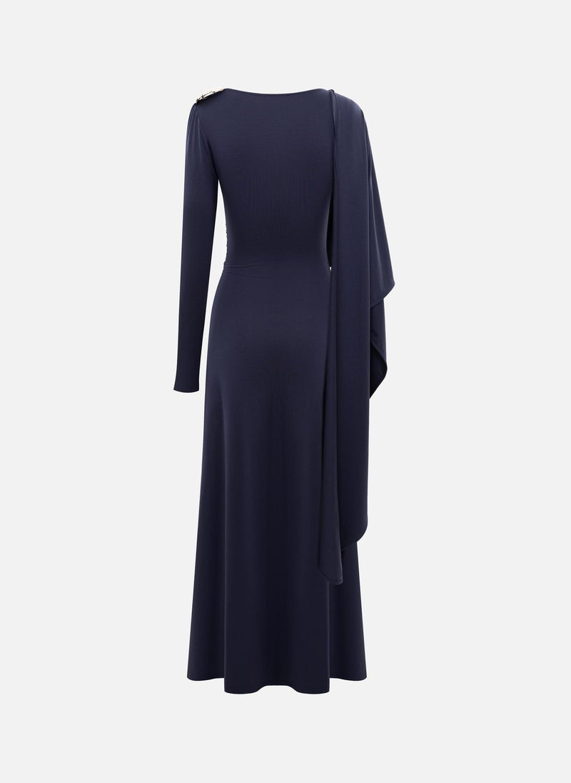 Lichi Jersey maxi dress with one-shoulder cape - Image 3